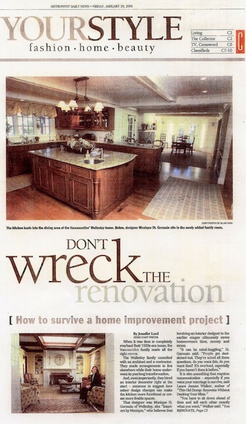 Metrowest Daily News clipping - Interiors by Monique